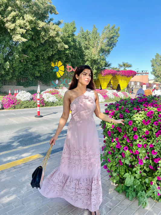 Soft Peach One Shoulder Dress