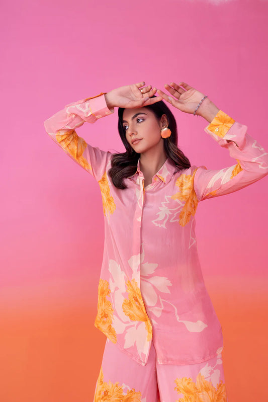 Pink Sunflower Printed Co-ord Set