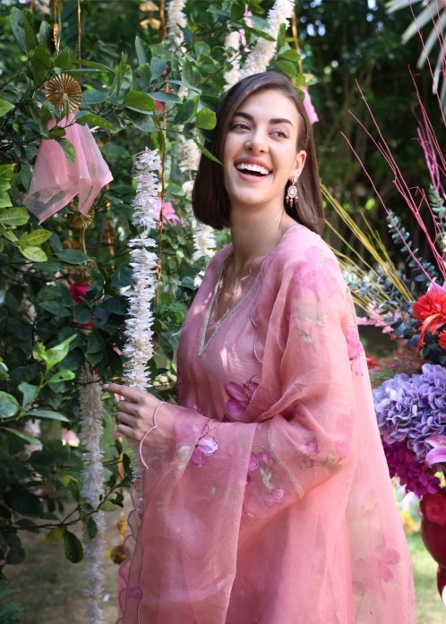 Peach Dream Handpainted Chanderi Suit Set